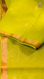 Pista Green Diamond Butta Zari Handloom Pure Maheshwari Silk Saree