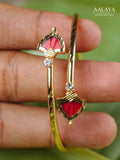 Aalaya Ruby Petal Open Cuff Bangle