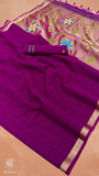 Purple & Gold Multicolor Floral Tussar Silk Saree