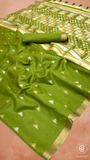 Green Triangle Ikkat Handloom Tussar Silk Saree