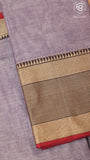 Lavender Temple Checked Border Handloom Narayanpet Cotton Saree