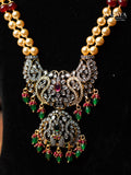 Aalaya Emerald Pearl Temple Necklace Set