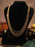 Aalaya Antique Ruby Emerald Gold Beaded Heritage Necklace