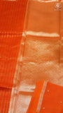 Orange & Gold Pure Kora Organza Banarasi Silk Saree