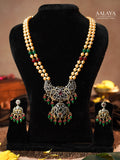Aalaya Emerald Pearl Temple Necklace Set