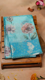 Blue & Multi Color Floral Kota Doria Saree