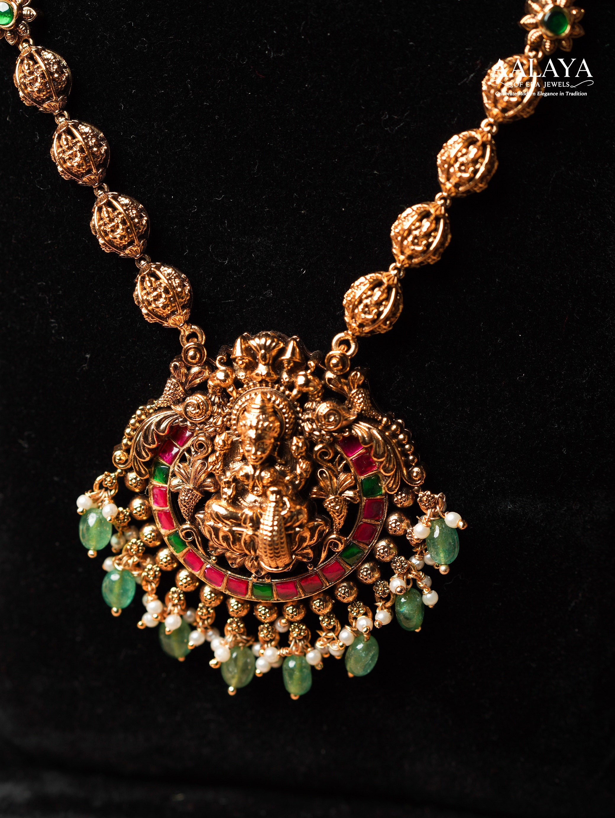 Aalaya Emerald Lakshmi Heritage Necklace