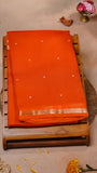 Orange & Gold Pure Kora Organza Banarasi Silk Saree