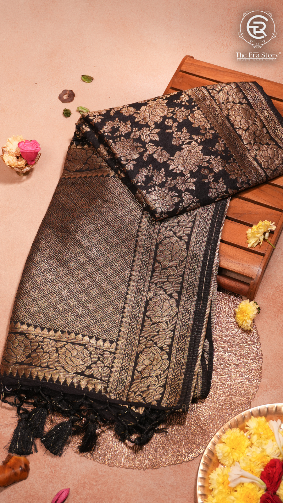 Black Khadi Georgette Banarasi Saree