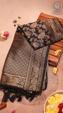 Black Khadi Georgette Banarasi Saree