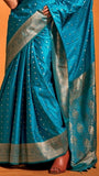 Blue Spade & Clover Zari Weaved Banarasi Silk Saree