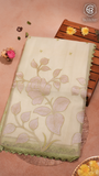 Pista Green Pure Organza with Applique Work Banarasi Silk Saree