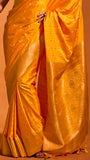 Yellow Spade & Clover Zari Weaved Banarasi Silk Saree