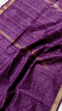 Purple Geometric Handblocked Pure Maheshwari Cotton Sarees