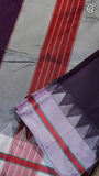 Burgundy Lavender & Red Handloom Narayanpet Silk Cotton Saree