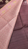 Plum & Pink Floral Kantha Matka Tussar Silk Saree