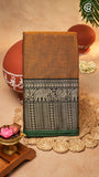 Mustard Gold Elephant & Peacock Border Handloom Narayanpet Cotton Saree