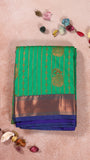 Green & Peacock Blue Bridal Kanchipuram Silk Saree