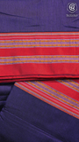 Navy Blue & Red Handloom Narayanpet Silk Cotton Saree