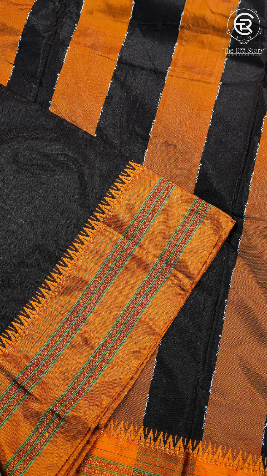 Black & Yellow Handloom Narayanpet Silk Cotton Saree