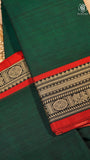 Green & Red Peacock Floral Border Handloom Narayanpet Cotton Saree