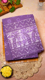 Purple Floral Handblocked Pure Cotton Saree