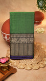 Green Elephant & Peacock Border Handloom Narayanpet Cotton Saree
