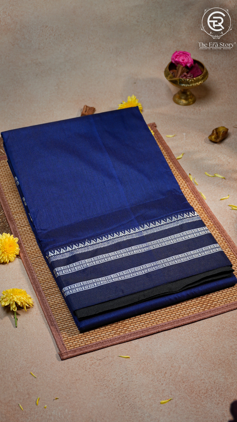 Blue & Silver Handloom Narayanpet Silk Cotton Saree