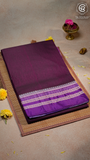 Brown Violet  & Silver Handloom Narayanpet Silk Cotton Saree