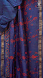 Blue & Red Ajrakh Handblocked Pure Maheshwari Cotton Saree