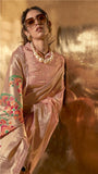 Peach Jamdani Kora Tissue Silk Saree