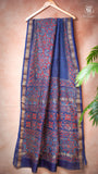 Blue & Red Ajrakh Handblocked Pure Maheshwari Cotton Saree