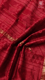 Red Geometric Handblocked Pure Maheshwari Cotton Sarees