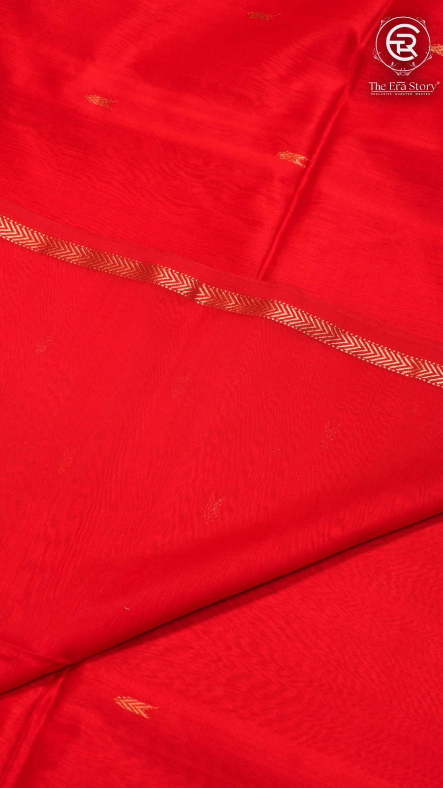 Red Arrow Zari Butta Handloom Pure Maheshwari Silk Saree