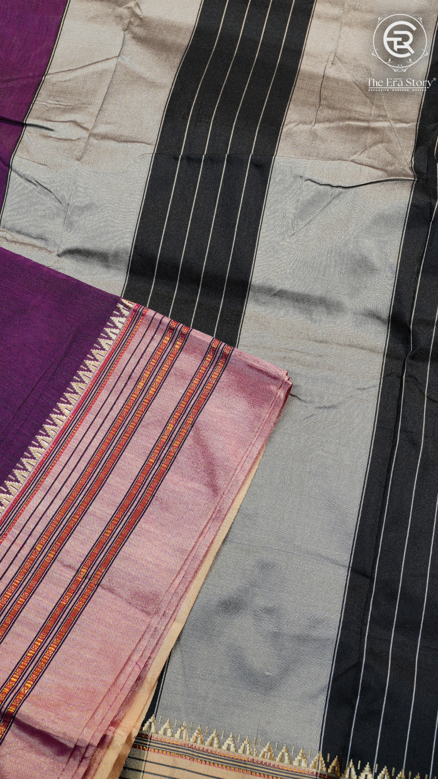 Purple & Pink Handloom Narayanpet Silk Cotton Saree