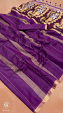 Purple & Gold Paisley Raw Tussar Silk Saree