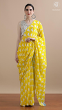 Yellow Triangle Contemporary Handblocked Pure Mul Cotton Saree