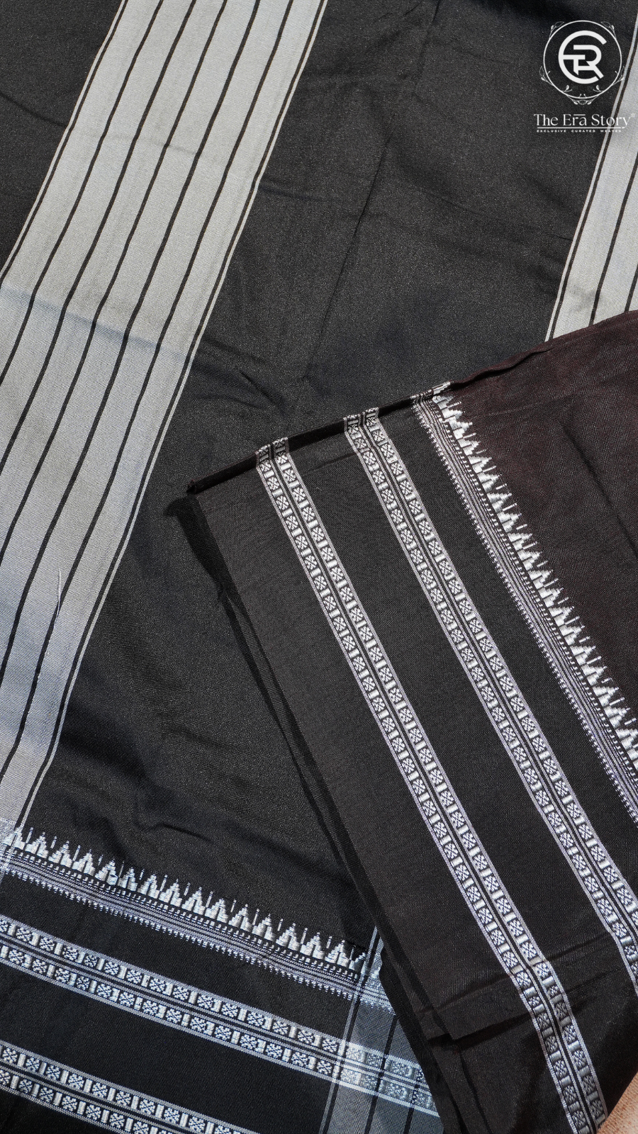 Brown & Silver Handloom Narayanpet Silk Cotton Saree