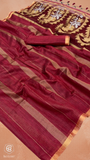 Red & Gold Paisley Raw Tussar Silk Saree