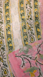 Pink & Yellow Floral Handblocked Pure Georgette Saree