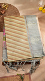 Beige Brown & Grey Diagonal Kantha Matka Tussar Silk Saree