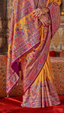 Yellow Contemporary Banarasi Crepe Silk Saree