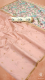Peach & Gold Ikkat Floral Cotton Saree
