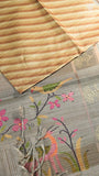 Beige Brown & Grey Diagonal Kantha Matka Tussar Silk Saree