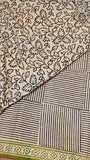 White and Yellow Geometric Handblocked Pure Cotton Saree