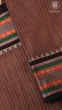 Mauve Grey Line Patterned Temple Border Handloom Narayanpet Cotton Saree