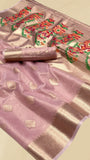 Pink Jamdani Kora Tissue Silk Saree
