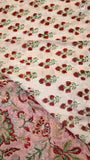 Baby Pink & Red Floral Handblocked Pure Georgette Saree