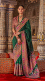 Dark Green Butta Contemporary Banarasi Crepe Silk Saree