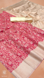 Red & Beige Floral Designer Cotton Saree